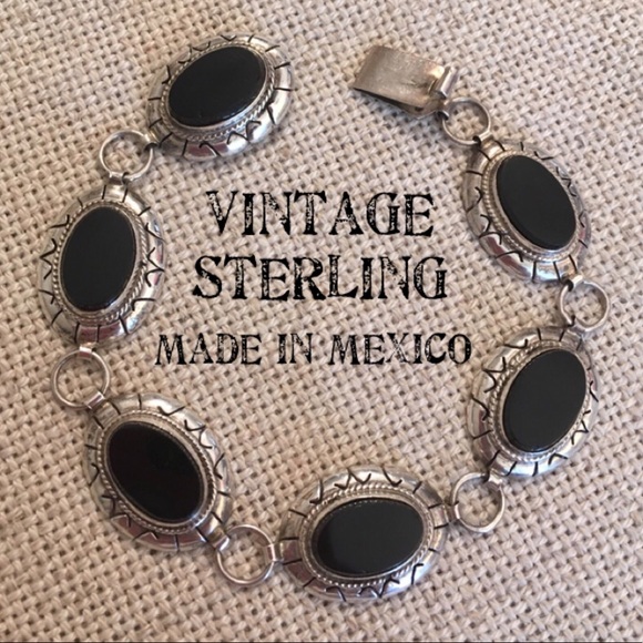 Vintage Sterling Black Silver Oval Bracelet N.C.V. - Picture 4 of 16